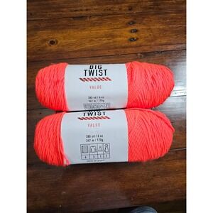 Big Twist Value Yarn Coral 100 Percent Acrylic Medium Weight 2 Skeins